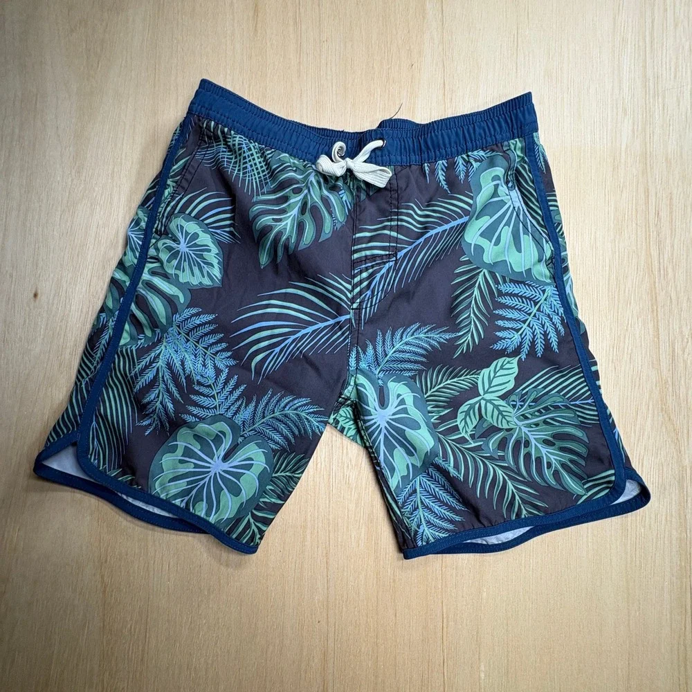 Fair Harbor Boys L Anchor Swim Trunks Soft Lined Board Shorts Youth Palm Leaf